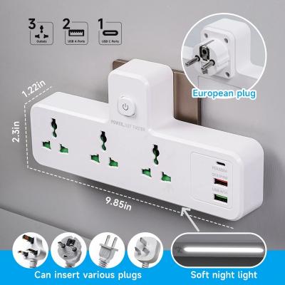 محول طاقة عالمي مع منفذ USB Type-C ومرشح شبكة 