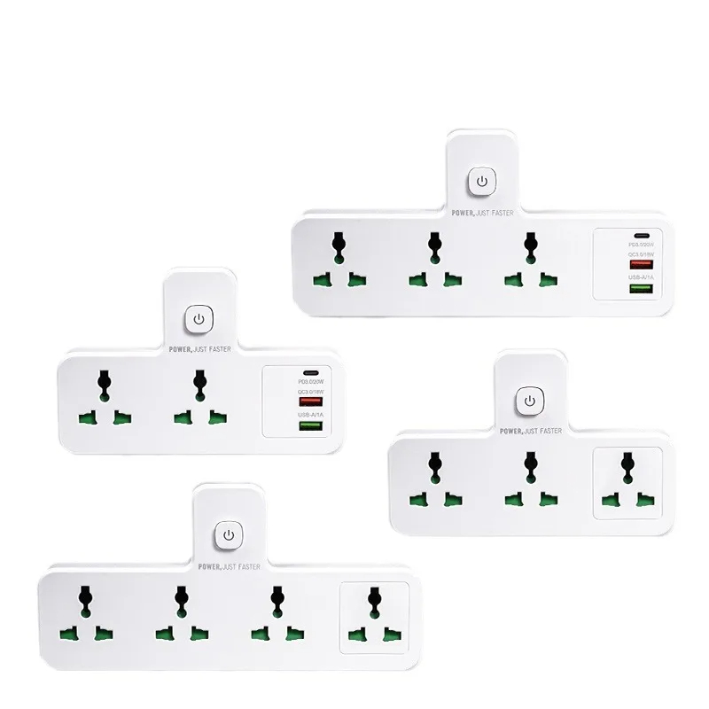 محول طاقة عالمي مع منفذ USB Type-C ومرشح شبكة 